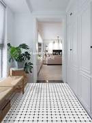 北欧黑白格子花砖 厨房浴室地砖卫生间防滑瓷砖阳台小花砖30x30