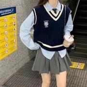 秋季针织马甲背心女毛衣2023韩版英伦学院风叠穿百搭学生上衣