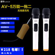 爱华AV-5迷你接收无线麦克风一拖二真U段防啸叫KTV舞台会议话筒