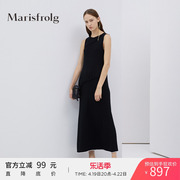 Marisfrolg玛丝菲尔春季女装针织无袖连衣裙黑色纯棉背心裙子