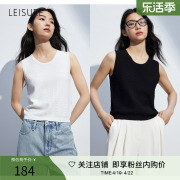 丽雪leisure肌理感上衣，背心女夏复古显瘦英伦，风圆领针织衫女