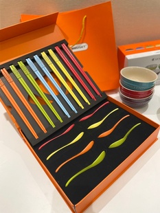 法国LE CREUSET酷彩彩虹筷子勺子家用餐桌礼盒装陶瓷炫彩餐具套装