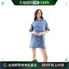 香港直邮潮奢 ASOS 女士设计短袖蓝色牛仔布衬衫式连衣裙(midwash