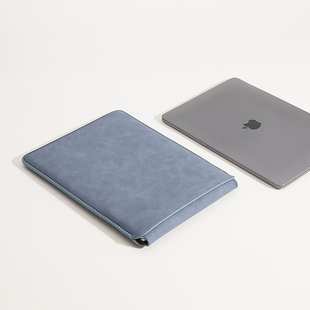 适用苹果笔记本电脑包Macbook Pro14内胆包M3外套Air13保护套M2皮袋15.3/16英寸收纳包2023翻毛皮