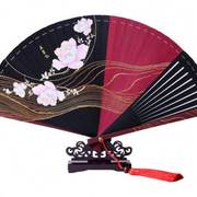 杭州王星记扇子中国风，古典镂空彩色喷绘全竹扇古风舞蹈折扇女
