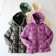 冬季女长袖棉服外套，连帽拉链暗扣修身纯色时尚百搭通勤棉衣x12