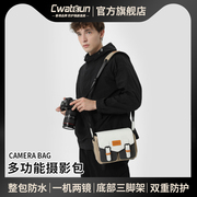 cwatcun香港品牌单肩相机包男防水复古适用佳能r50微单ccd相机挎包女收纳包富士(包富士)微单xt4xs20尼康轻便摄影包