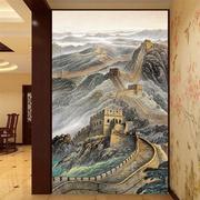 新中式玄关壁画走廊，过道竖版8dd壁纸，复式楼跃层挑高客厅背景墙