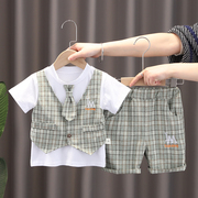 男宝宝夏装套装1一3周岁，小童装帅气2儿童衣服礼服6个月婴儿服装潮