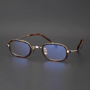 配高度近视眼镜男女款复古文艺眼睛框个性板材全框纯钛眼镜架5004