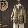 羽绒服女中长款2023年韩版宽松轻薄90白鸭绒(白鸭绒，)纯色显瘦保暖外套