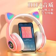 头戴式猫耳耳机音乐游戏可爱少女粉色手机安卓平板通用可折叠插卡