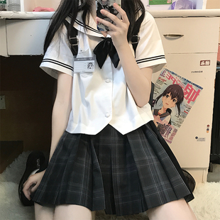 花千猪原创星屿高水手领衬衫夏服水手服JK制服日系短款上衣衬衣