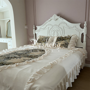 法式实木公主床简约美式时尚儿童床暖白少女床高端女孩床欧式婚床