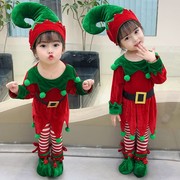 圣诞节服装女童绿色精灵，公主连衣裙表演服婴儿圣诞服主题影楼服装