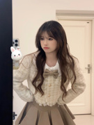 韩系可爱少女甜美减龄小香风外套，娃娃领衬衣高腰蓬蓬短裙三件套装