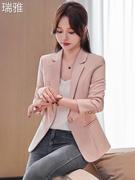 高级感粉色小西装外套女2024春秋款大码今年流行气质时尚韩版西服