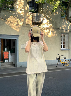 日系复古设计感镂空破洞短袖，钻石t恤女春夏季潮牌纯色休闲体恤