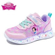 迪士尼女童运动鞋小公主轻便秋款鞋子韩版洋气，带灯休闲跑步单鞋