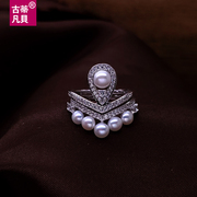 古蒂天然淡水珍珠戒指精致小珍珠指环情侣，对戒s925纯银戒指女