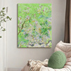 高档玄关客厅装饰画绿色抽象花卉，纯手绘油画高级感大气挂画植物肌