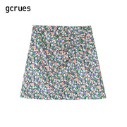 gcrues气质别致小碎花，短裙春季法式小众复古收腰显瘦半身裙子