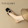 tatalory法式小香风包头凉鞋，女鞋夏季气质，拼色平底后空单鞋真皮