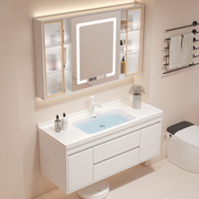 奶油色陶瓷一体盆，浴室柜组合2023卫浴，洗手洗脸池卫生间洗漱台