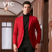 VJC/威杰思2024年春夏男装男士红色西服商务通勤西装外套