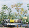 东南亚风格热带雨林墙布，美式风景壁纸芭蕉叶满屋定制环保，墙布壁画