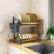 桌面多层碗碟，架带接水盘厨房碗筷收纳置物架，多功能家用碗架沥