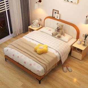 爱果乐儿童床男孩女孩床，1.5米卧室青少年公主，床1.2米单人床实木床