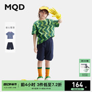 mqd童装男童条纹满版纯棉短袖套装，24夏装儿童，短袖t恤短裤2件套