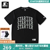 STARTER荧光系列美式复古T恤黑色圆领LOGO上衣宽松透气运动短袖