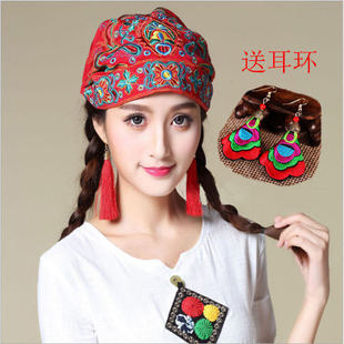 薄款民族风刺绣花帽子复古中国风女包头帽，多用头巾帽日式韩版时尚