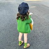 韩国童装2024春秋女童，针织衫女宝宝绿色，毛衣外套儿童宽松外搭开衫