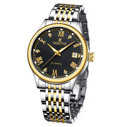 一对名牌 女士情侣时尚手表机械男款圆形金色女款不锈钢国产腕表