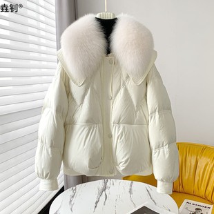 冬季韩版小个子棉衣，面包服短款大毛领棉服，女潮米白色黑色