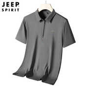 jeep短袖t恤男夏季加肥加大码宽松休闲polo衫，中年冰丝打底衫上衣