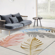地毯北欧客厅卧室宿舍/现代大理石简约羽毛图案/沙发茶几垫床边毯