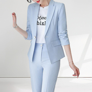 今年流行浅蓝色短款西装套装女高级感小个子气质职业装高级感正装