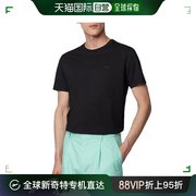 香港直邮Hugo Boss男士圆领T恤黑色棉质徽标透气柔软舒适休闲