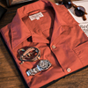 红风古巴领短袖衬衫，男宽松纯棉vintage夏季日系古巴领复古衬衣