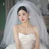 新娘结婚蓬蓬头纱主婚纱，头饰影楼摄影写真，旅拍复古订婚礼领证韩式