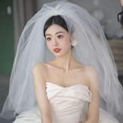新娘结婚蓬蓬头纱主婚纱头饰影楼摄影写真旅拍复古订婚礼领证韩式