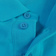 短袖polo领衫夏季款男女潮流，商务休闲纯色翻领，纯棉长袖t恤湖蓝色
