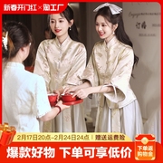 伴娘服中式2023冬季显瘦礼服小个子中国风旗袍姐妹团伴娘裙子