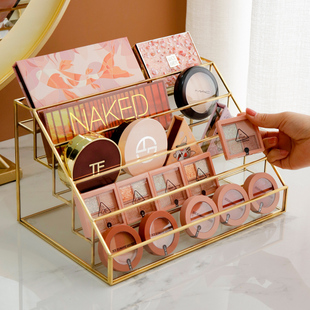 金边玻璃粉饼收纳盒，眼影盘展示架化妆品腮红，口红梳妆台桌面整理盒