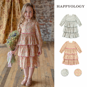 happyology英国儿童春秋装连衣裙，童装裙子英伦，女童碎花长袖蛋糕裙