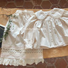 韩系童装女童纯色衬衫镂空花边裤子两件套春季女宝宝棉布套装